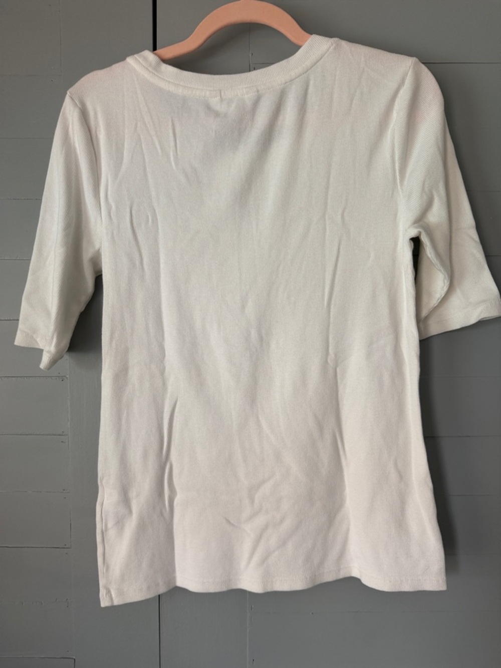 Banana Republic White Ribbed Short Sleeve Tee - Picture 3 of 3
